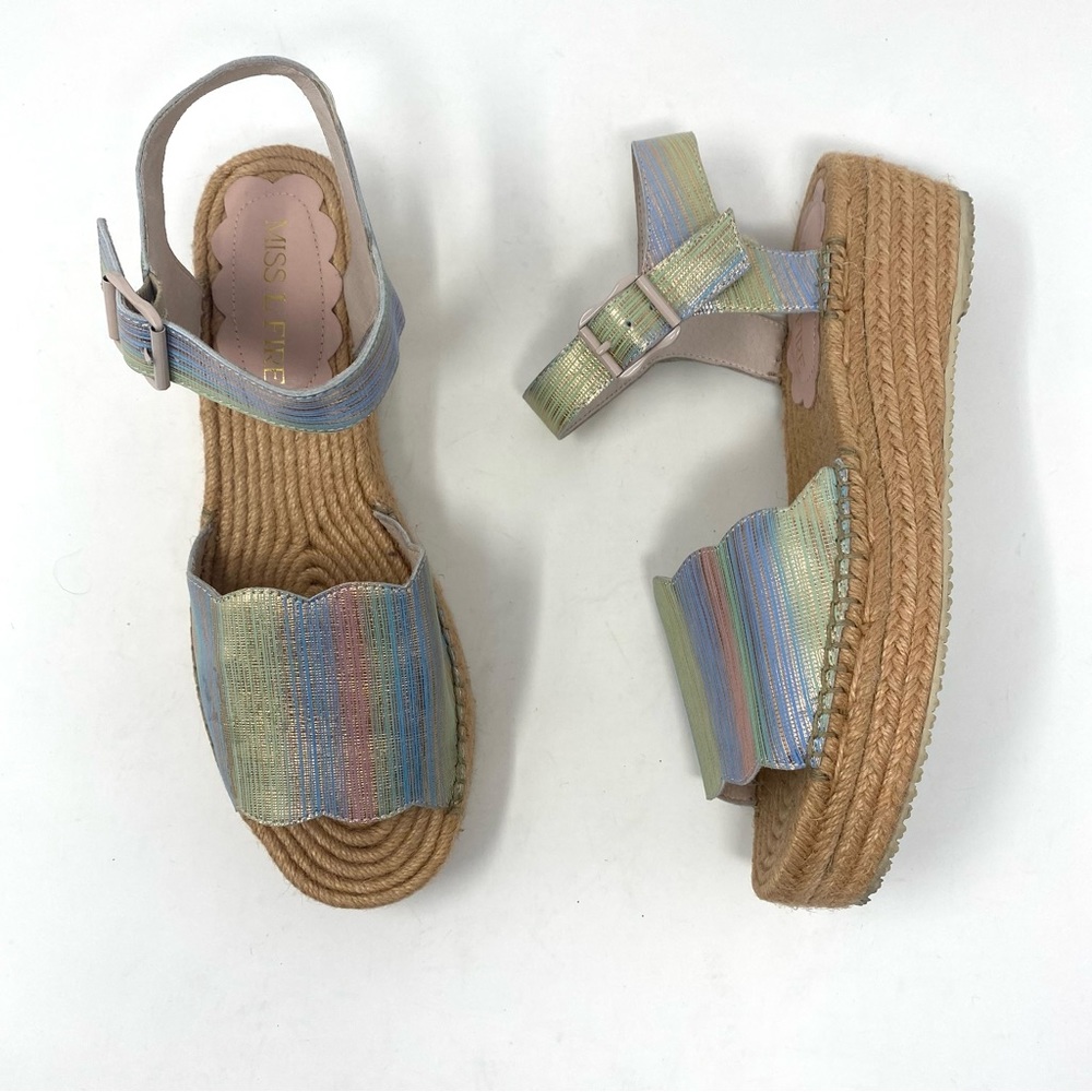 Miss L Fire Iridescent Metallic Espadrille Sandals EU41